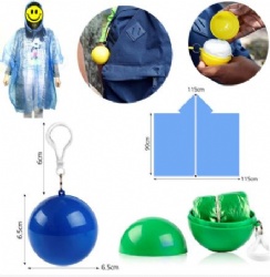 Disposable Rainwear In Ball With Keychain